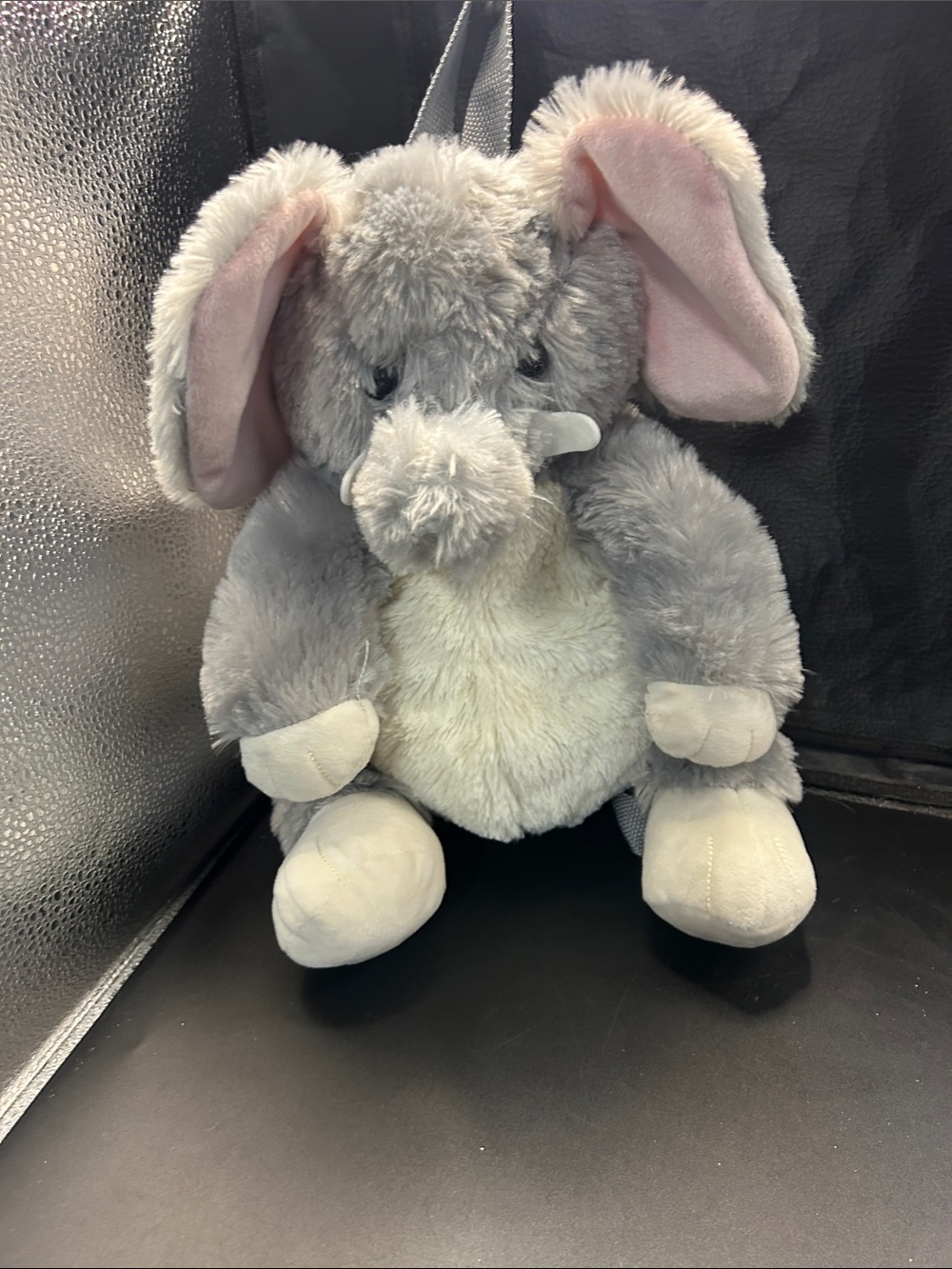 Gray Plush Elephant Kids Backpack - Soft Cuddly Accessory